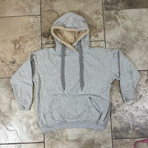 Aerie Light Gray Men's Hoodie with Tan Lining